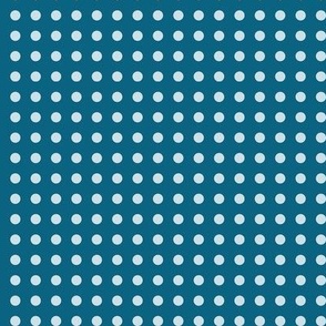 47 Peacock- Polka Dots on Grid- 1/4 inch- Petal Solids Coordinate- Bold Minimalist Wallpaper- Turquoise Blue- Aqua
