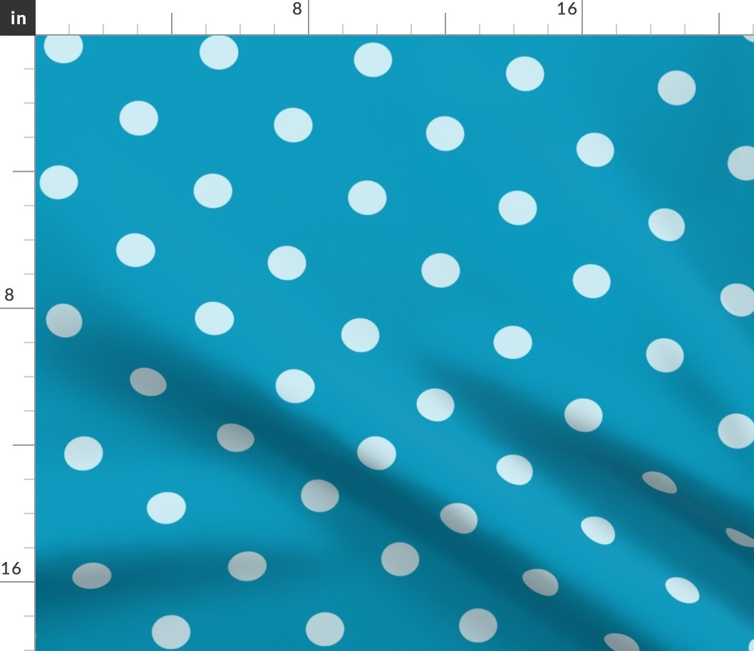 48 Caribbean- Polka Dots- 1 inch- Petal Solids Coordinate- Dopamine Wallpaper- Turquoise Blue- Aqua- Bright Blue- Summer- Sea- Beach