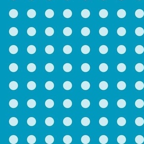 48 Caribbean- Polka Dots on Grid- 1/2 inch- Petal Solids Coordinate- Dopamine Wallpaper- Turquoise Blue- Aqua- Bright Blue- Summer- Sea- Beach