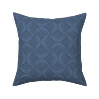 Navy Blue and Serenity Sashiko Ginkgo Leaves Fans Scallops by Angel Gerardo