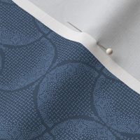 Navy Blue and Serenity Sashiko Ginkgo Leaves Fans Scallops by Angel Gerardo - Small Scale