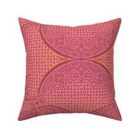 Peach and Pink Sashiko Fans Ginkgo Leaves Scallops by Angel Gerardo - Jumbo Scale