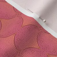 Peach and Pink Sashiko Fans Ginkgo Leaves Scallops by Angel Gerardo - Small Scale