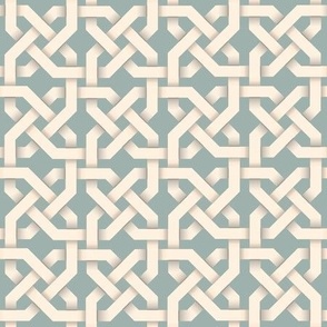 Square Celtic Knotwork in Ivory on Mint