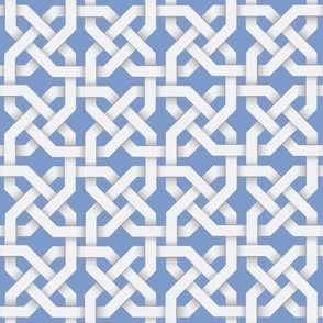 Square Celtic Knotwork in White on Wedgewood Blue