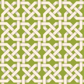 Square Celtic Knotwork in Ivory on Titanite Green
