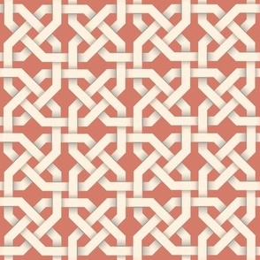 Square Celtic Knotwork in Ivory on Aged Terra Cotta