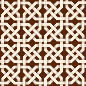 Square Celtic Knotwork in Ivory on Chocolate Brown