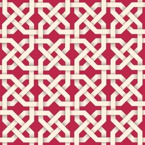 Square Celtic Knotwork in Ivory on Viva Magenta