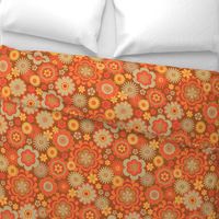 70s Vintage Groovy Floral in Orange, Yellow and Light Brown