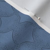 Serenity and Navy Blue Fans Sashiko Ginkgo Leaves Scallops by Angel Gerardo - Small Scale