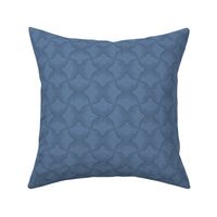 Serenity and Navy Blue Fans Sashiko Ginkgo Leaves Scallops by Angel Gerardo - Small Scale