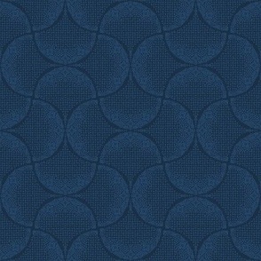 Midnight Blue Sashiko Ginkgo Leaves Fans Scallops by Angel Gerardo - Small Scale