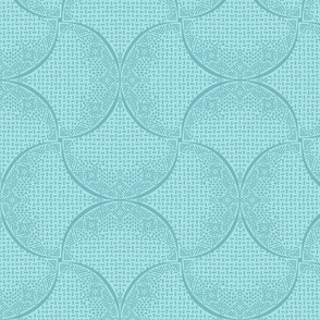 Ocean Turquoise Fans Sashiko Ginkgo Leaves Scallops by Angel Gerardo