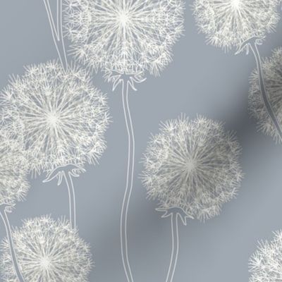 small-Just Dandelion Puffs-white on gray-no seeds