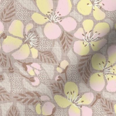 East Fork Sakura with Butter and Piglet pink- medium scale - 10.5"x21" fabric / 12"x24" wallpaper