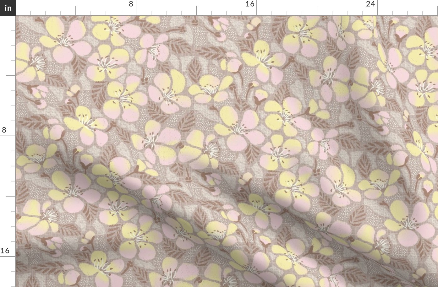 East Fork Sakura with Butter and Piglet pink- medium scale - 10.5"x21" fabric / 12"x24" wallpaper