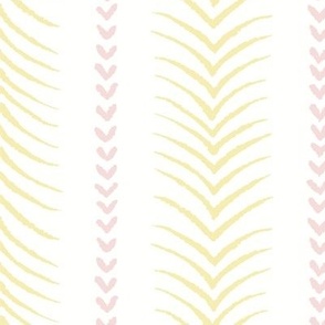 Butter yellow and piglet pink strokes on almost white solid colour - large scale