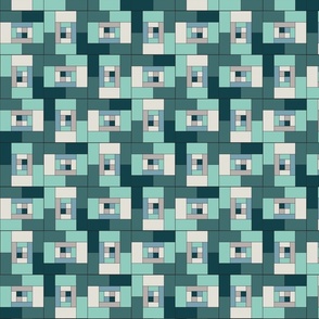 Blue and Grey Rectangle Geometric Brick Pattern