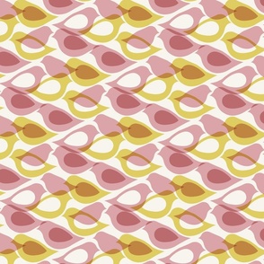 Airy Aviary Abstract - dark pink and yellow on cream, small 