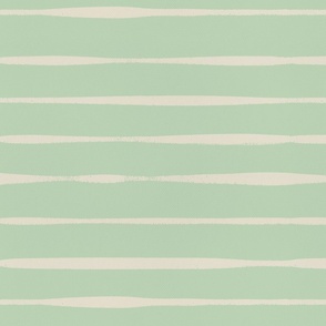 Pastel green solid with pearl white hand drawn horizontal stripe