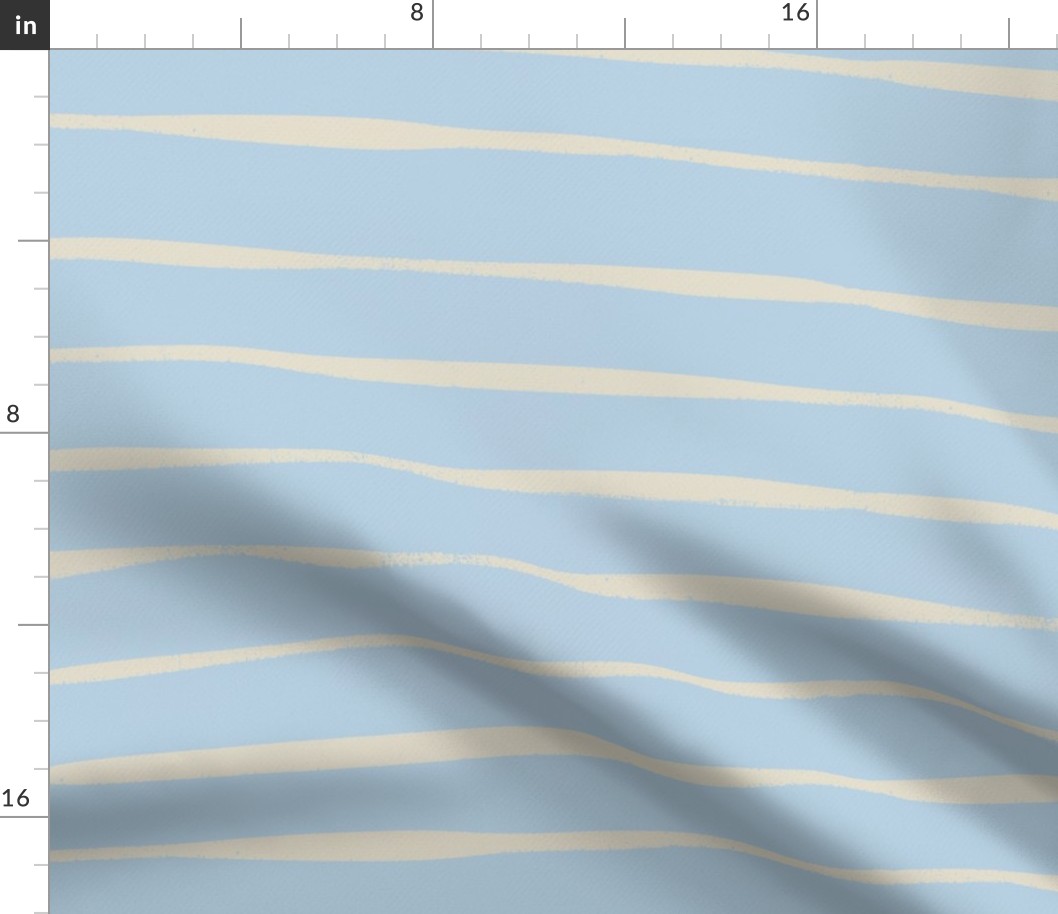 Fog blue  solid with pearl white hand drawn horizontal stripe