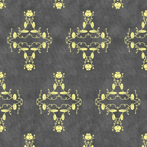 Gray and Yellow Grunge Damask