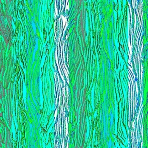Highly textured bright colourful vertical stripes 12” repeat in lime bright green, cyans and turquoise 