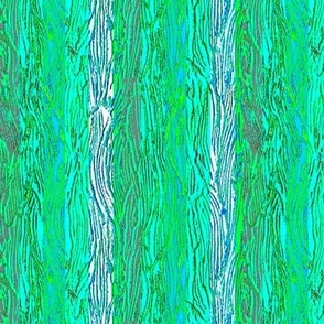 Highly textured bright colourful vertical stripes 6”repeat in lime bright green, cyans and turquoise 