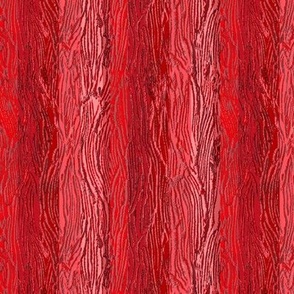 Highly textured bright colourful vertical stripes 12” repeat in Monochrome red hues with salmon 