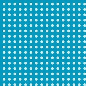 48 Caribbean- Polka Dots on Grid- 1/4 inch- Petal Solids Coordinate- Dopamine Wallpaper- Turquoise Blue- Aqua- Bright Blue- Summer- Sea- Beach