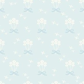 Vintage Floral - Baby Blue , white