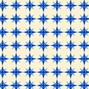 Blue star design on cream - small 
