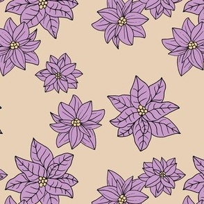 Poinsettia winter blossom - Scandinavian botanical boho design lilac on sand beige 
