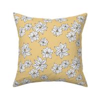 Poinsettia winter blossom - Scandinavian botanical boho design white on soft yellow 