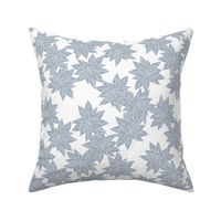 Minimalist boho poinsettia winter flowers ice blue on white wallpaper