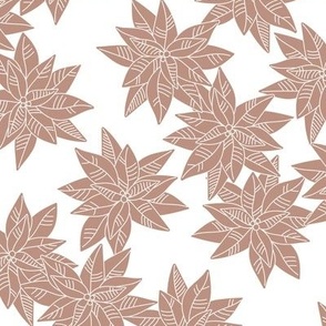 Minimalist boho poinsettia winter flowers tan beige on white wallpaper