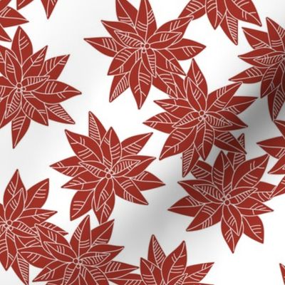 Minimalist boho poinsettia winter flowers red on white wallpaper