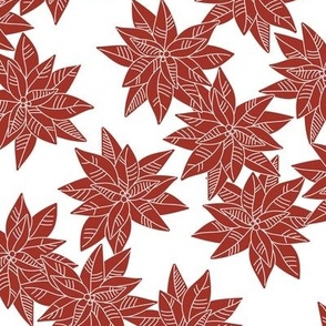 Minimalist boho poinsettia winter flowers red on white wallpaper
