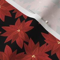 Seasonal poinsettia blossom winter christmas design red on black 