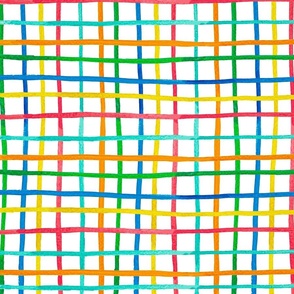 Grid -Watercolor Celebration,(white background)  colorful hand-drawn lines 