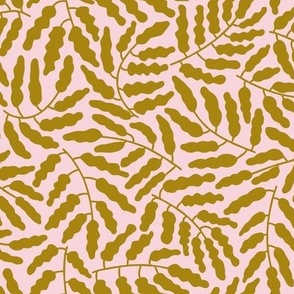 Leaf motif - gold on pink