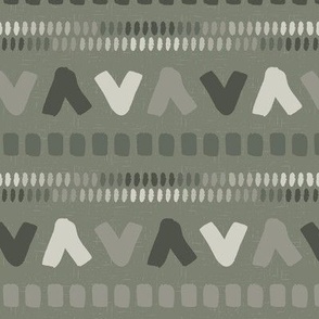 Tribal Painterly Stripe - Dark Sage