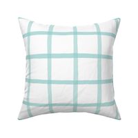 Jane Plaid Aqua on White