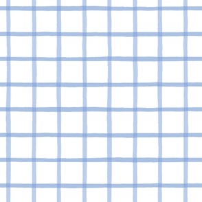 Jane Plaid Cornflower Blue on White