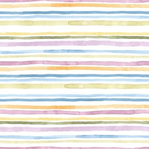 Watercolor Stripes / Horizontal / White / Large