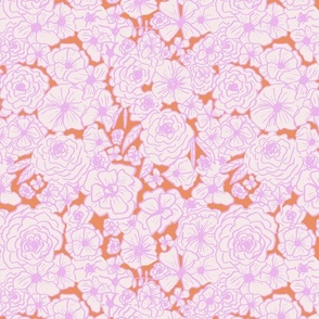 groovy flowers in pink and orange