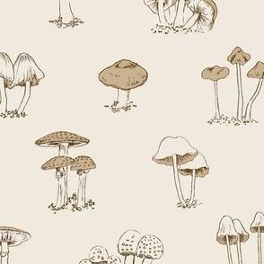  Mushroom Wallpaper | Mushroom Meadow in Off White | Large Scale | Cute Mushrooms Forest Fungi 