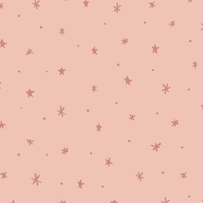  Star Wallpaper | Starlit Sky in Pink | Nighttime Sky Fabric | Freehand Stars | Magical Cosmos