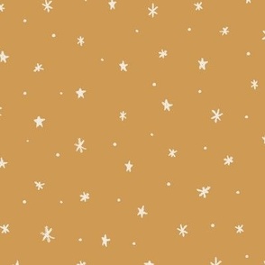  Star Wallpaper | Starlit Sky in Ochre | Nighttime Sky Fabric | Freehand Stars | Magical Cosmos